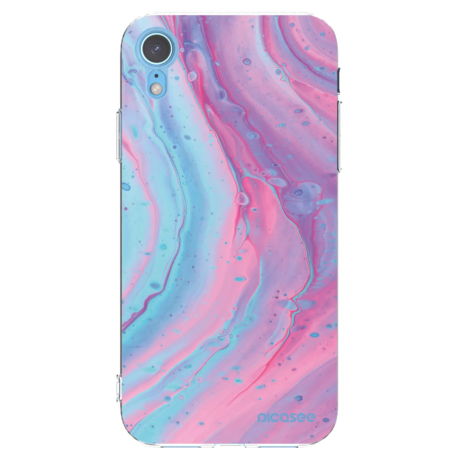 Picasee silikónový prehľadný obal pre Apple iPhone XR - Pink liquid