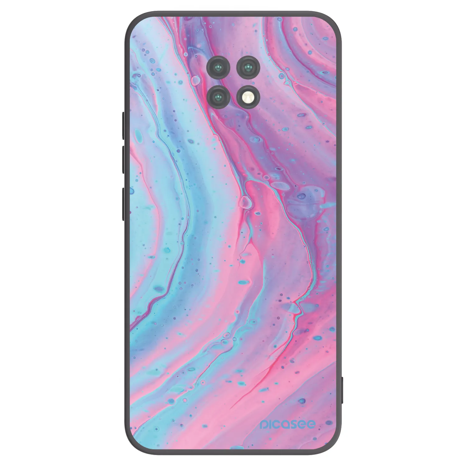 Picasee silikónový čierny obal pre Xiaomi Redmi Note 9T - Pink liquid