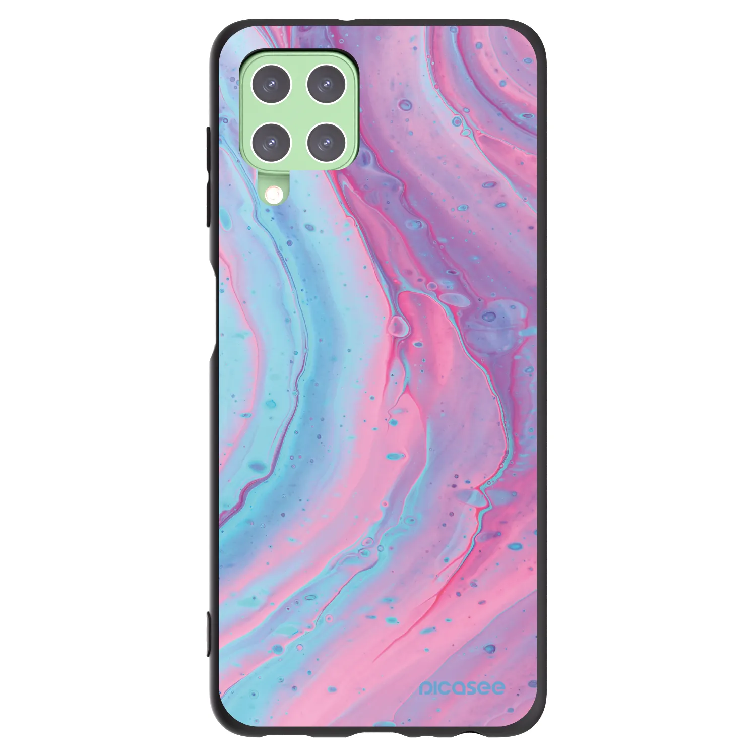 Picasee silikónový čierny obal pre Samsung Galaxy A22 A225F 4G - Pink liquid