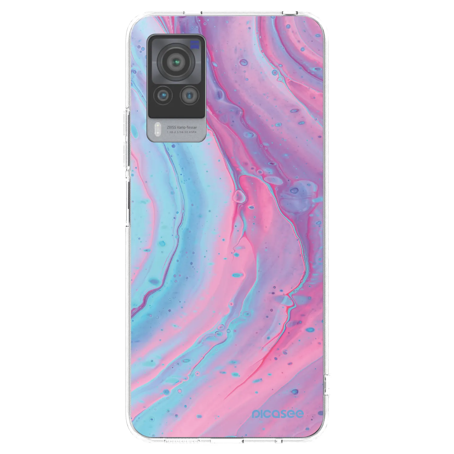Picasee silikónový prehľadný obal pre Vivo X60 Pro 5G - Pink liquid