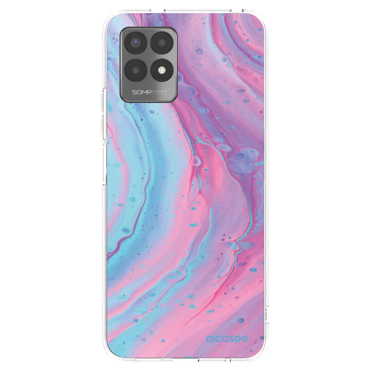 Silikónový prehľadný obal pre Realme 8i - Pink liquid