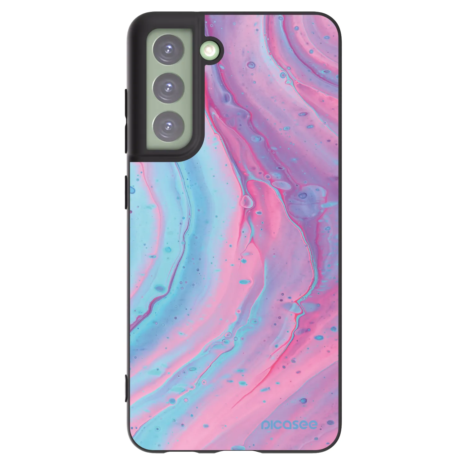 Picasee silikónový čierny obal pre Samsung Galaxy S21 FE 5G - Pink liquid