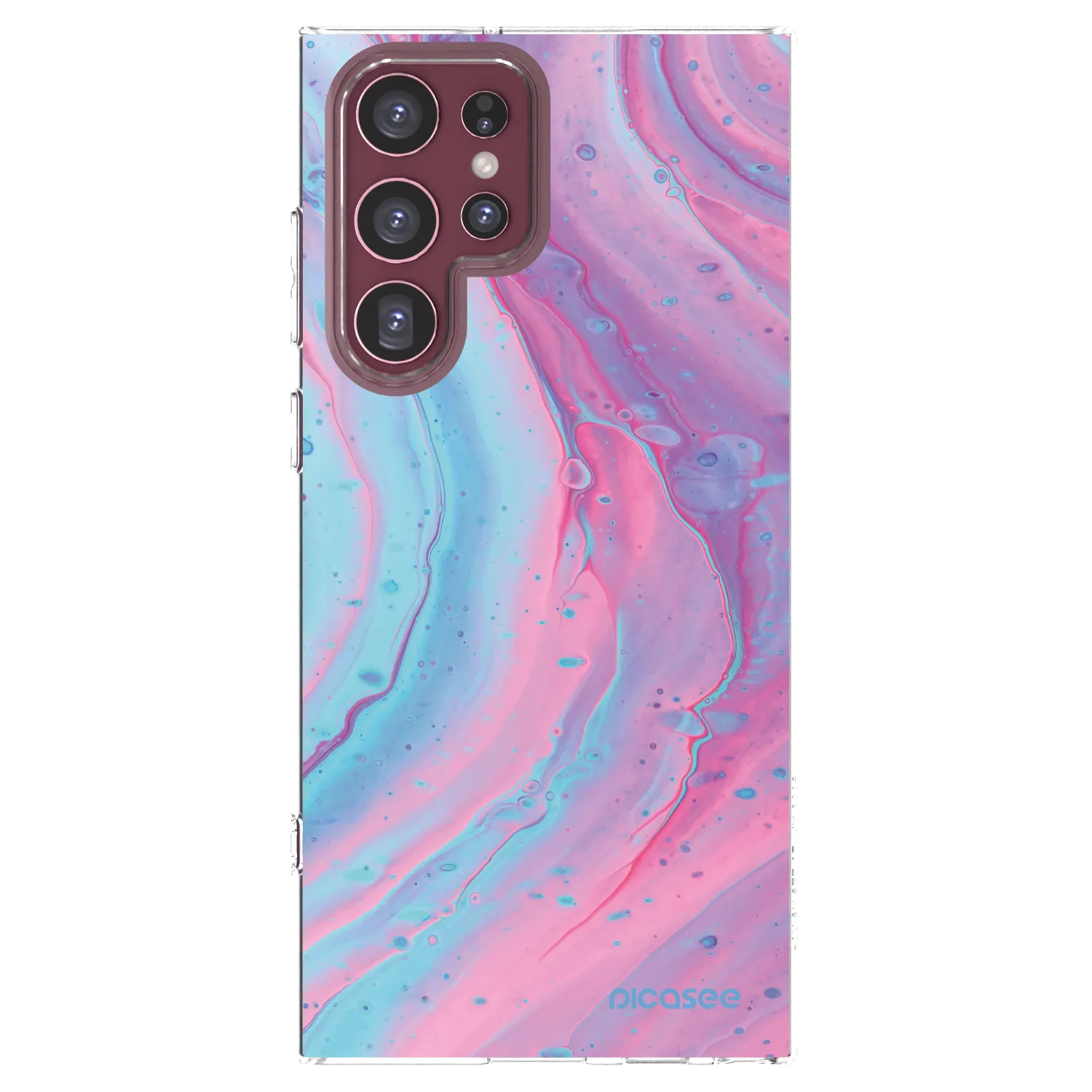 Picasee silikónový prehľadný obal pre Samsung Galaxy S22 Ultra 5G - Pink liquid