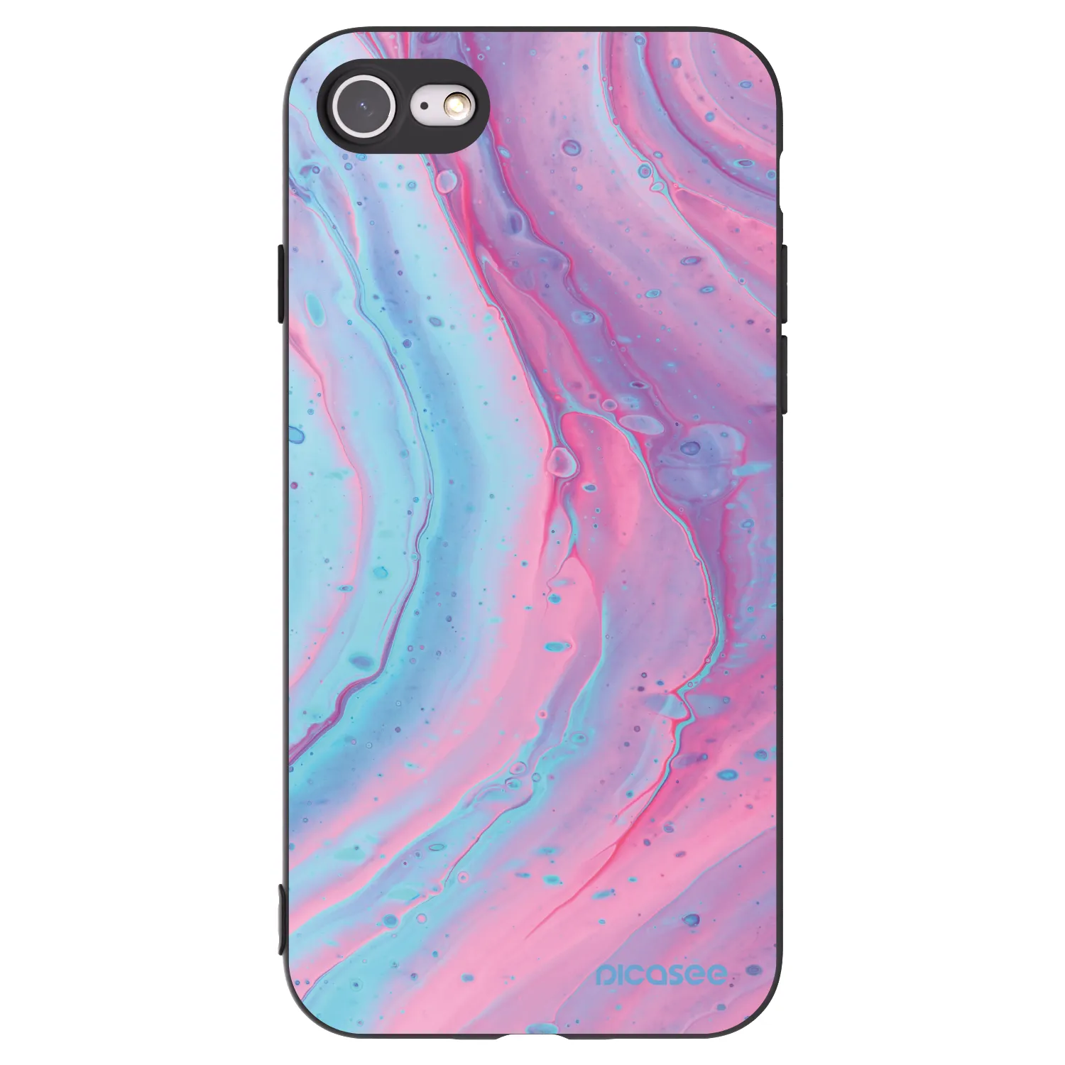 Picasee silikónový čierny obal pre Apple iPhone SE 2022 - Pink liquid