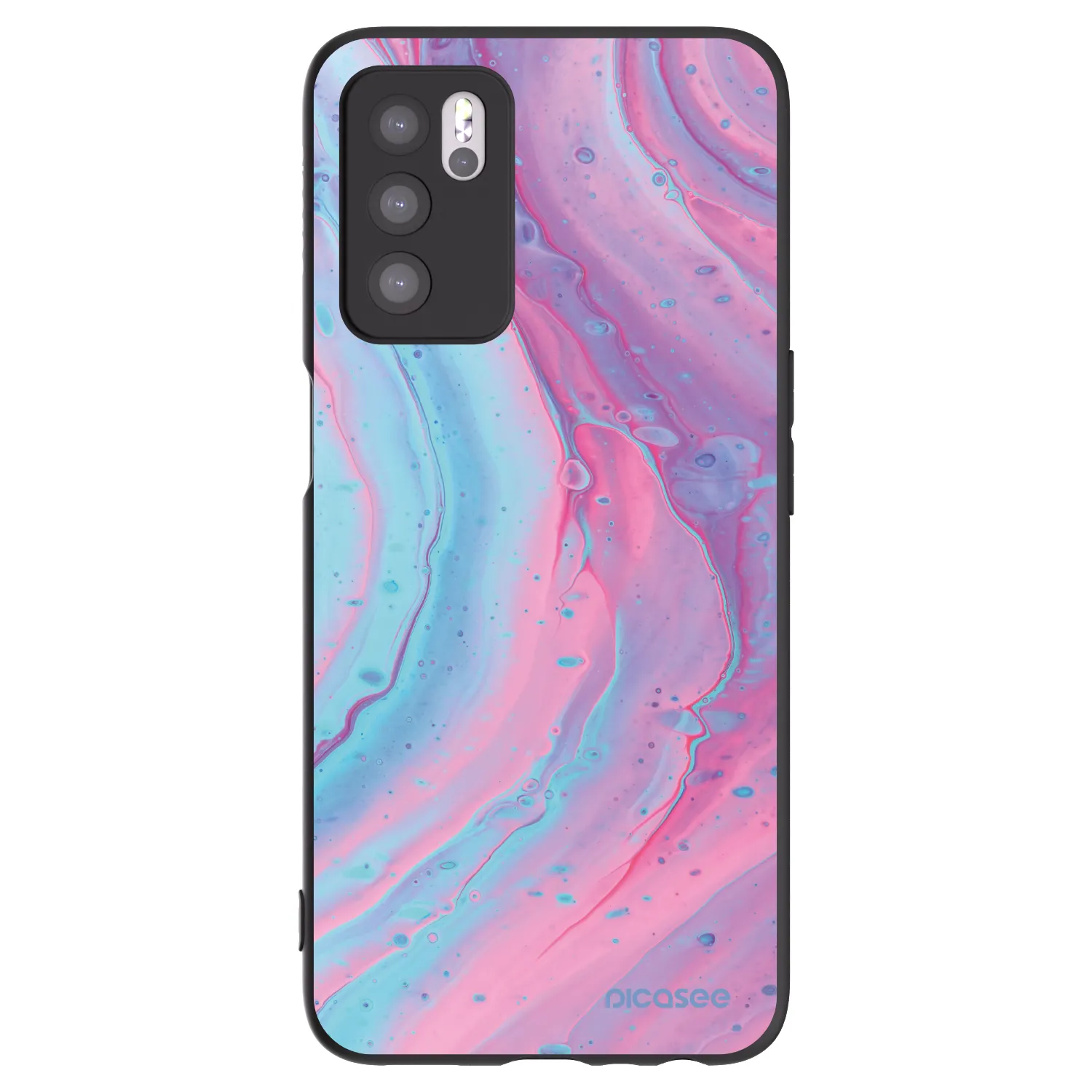 Picasee silikónový čierny obal pre OPPO A16s - Pink liquid