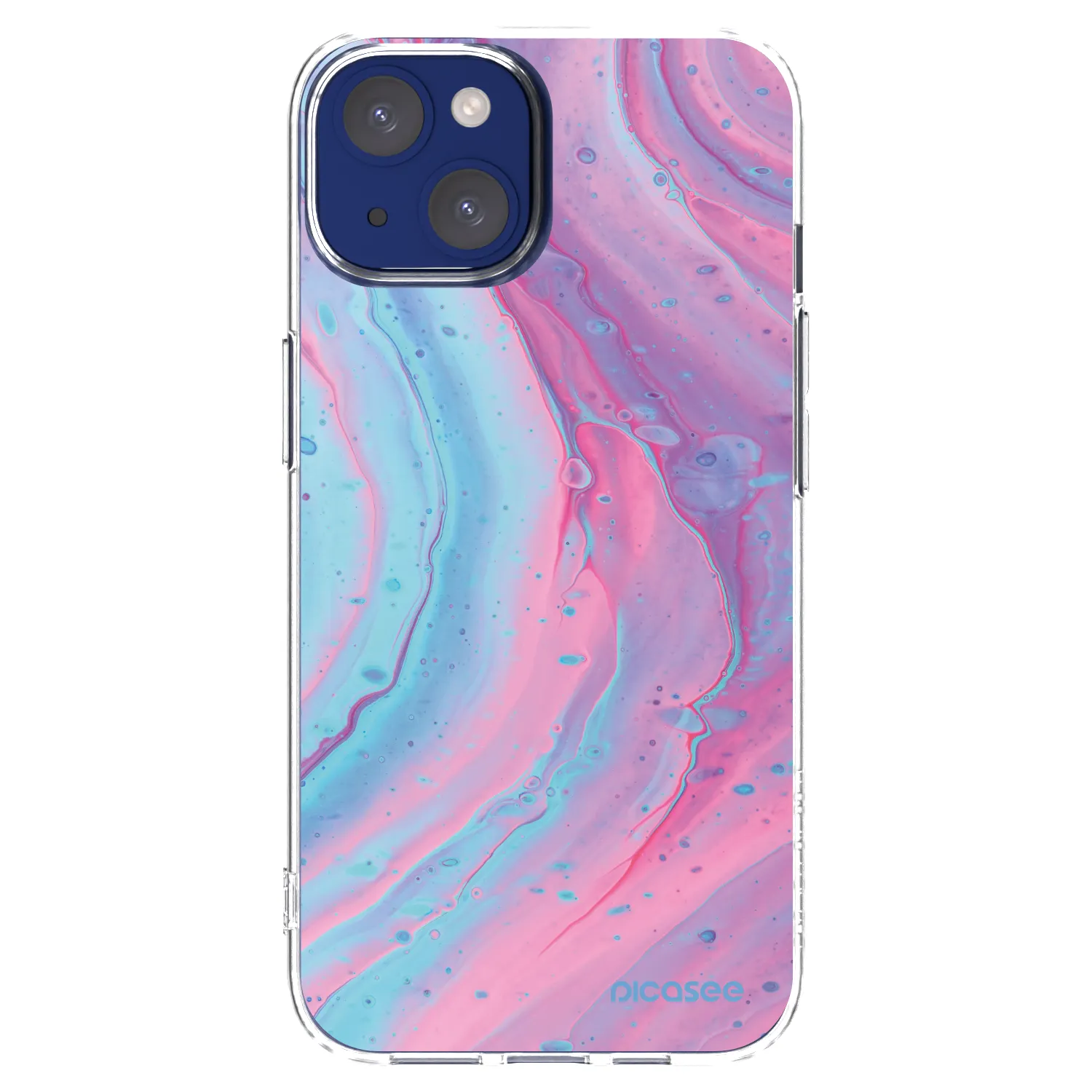 Silikónový prehľadný obal pre Apple iPhone 14 - Pink liquid