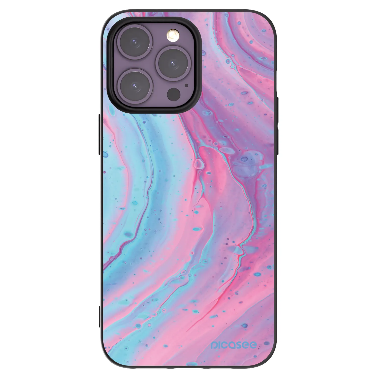 Picasee silikónový čierny obal pre Apple iPhone 14 Pro Max - Pink liquid