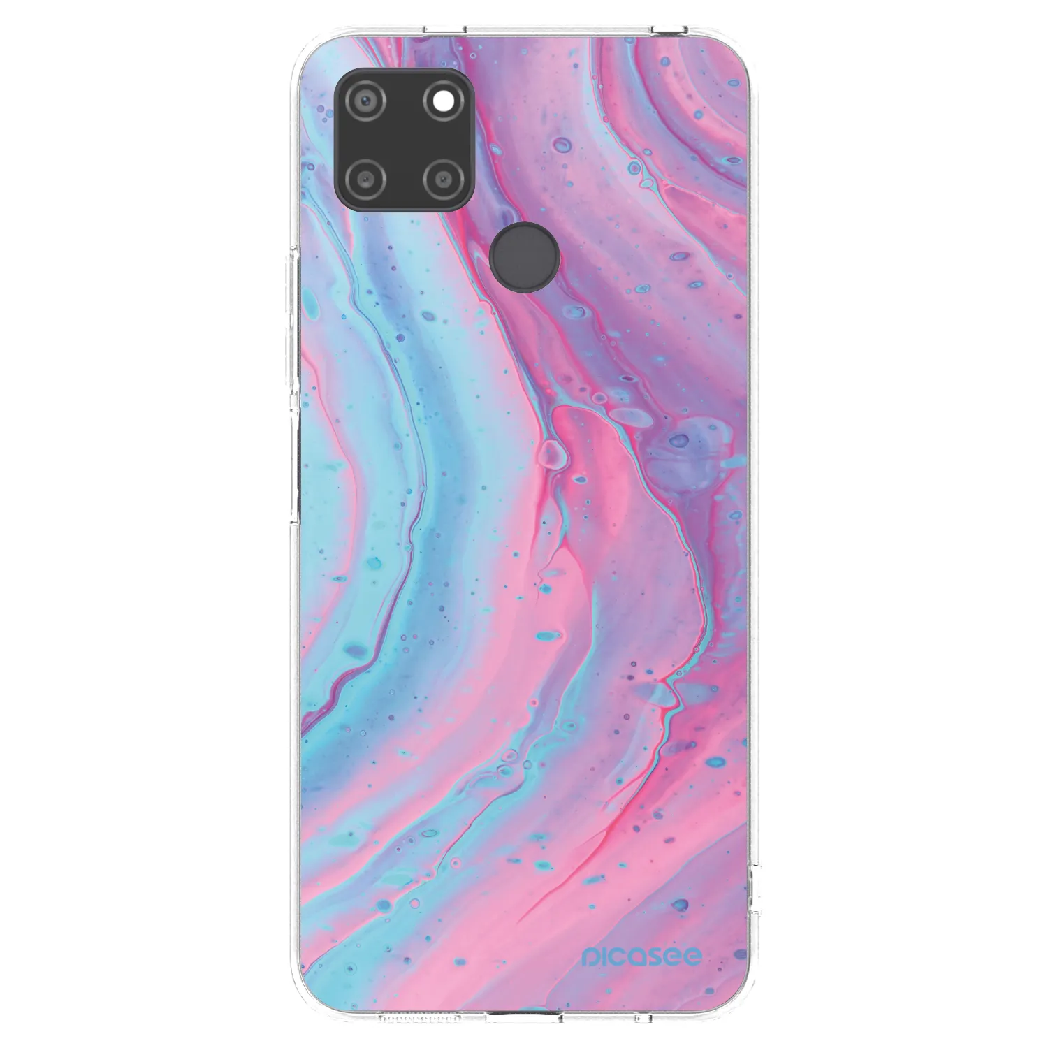 Picasee silikónový prehľadný obal pre Realme C21Y - Pink liquid