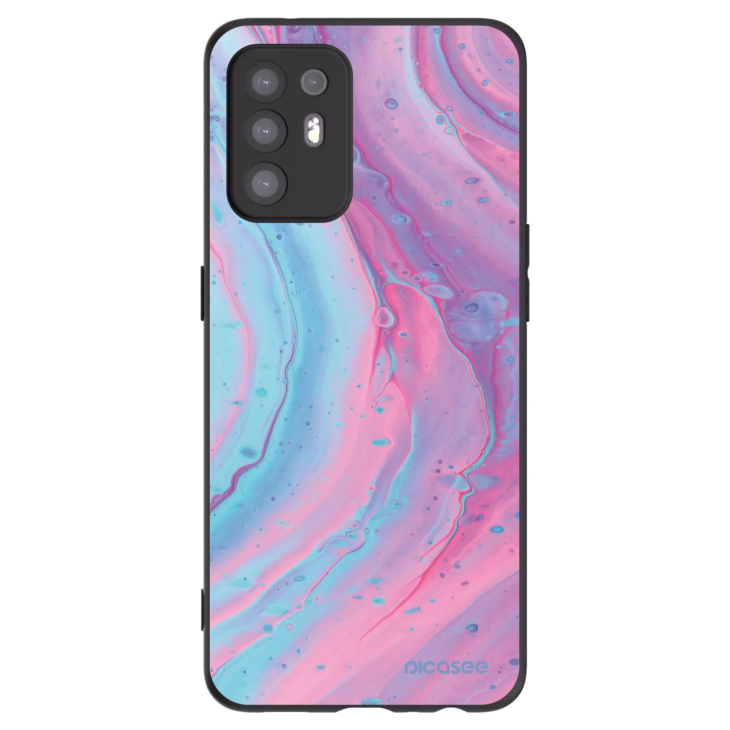 Picasee silikónový čierny obal pre OPPO A94 5G - Pink liquid