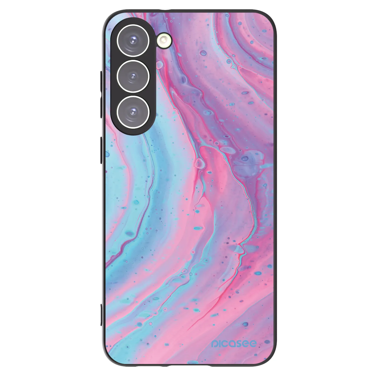 Picasee silikónový čierny obal pre Samsung Galaxy S23+ 5G - Pink liquid