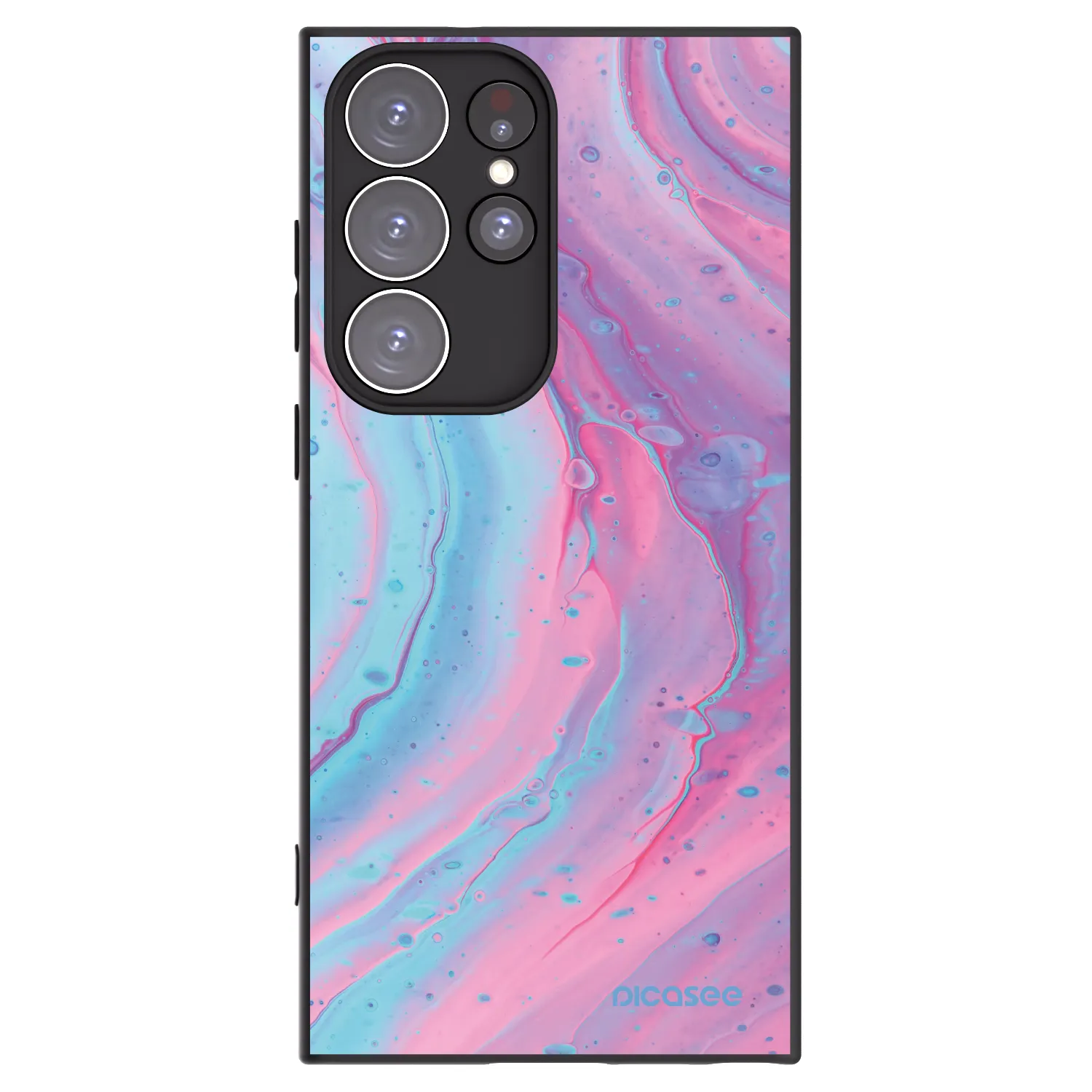 Picasee silikónový čierny obal pre Samsung Galaxy S23 Ultra 5G - Pink liquid