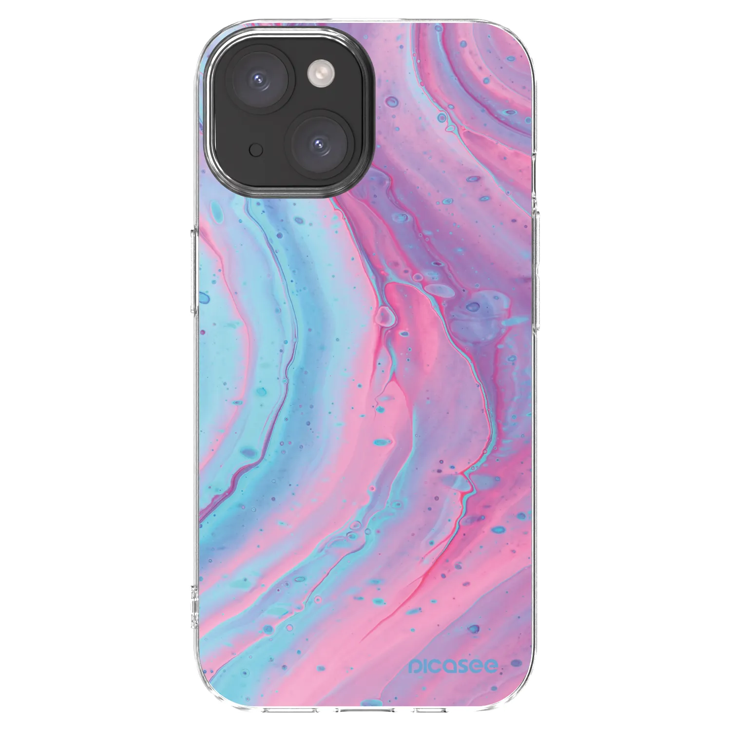 Silikónový prehľadný obal pre Apple iPhone 15 - Pink liquid