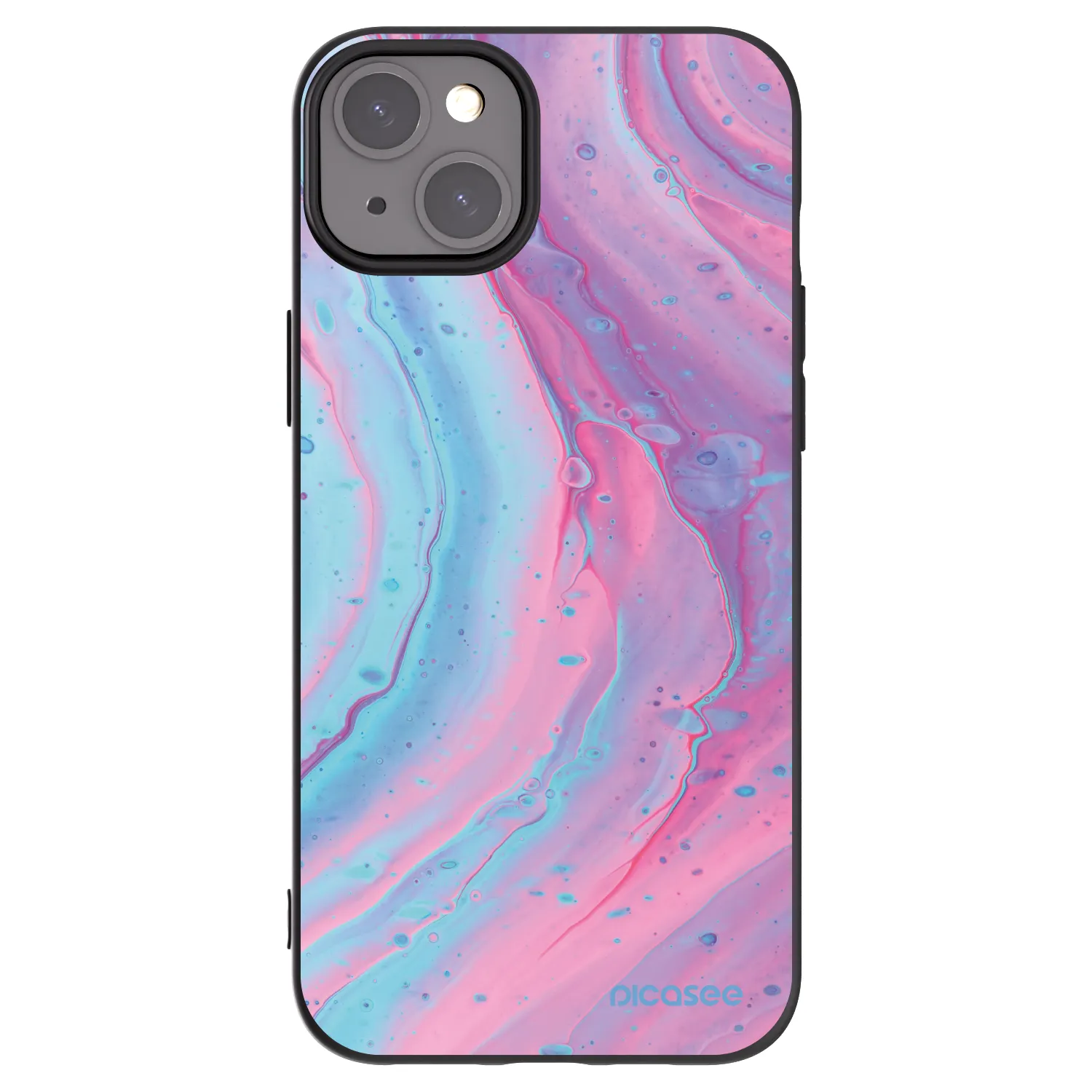 Silikónový čierny obal pre Apple iPhone 15 Plus - Pink liquid