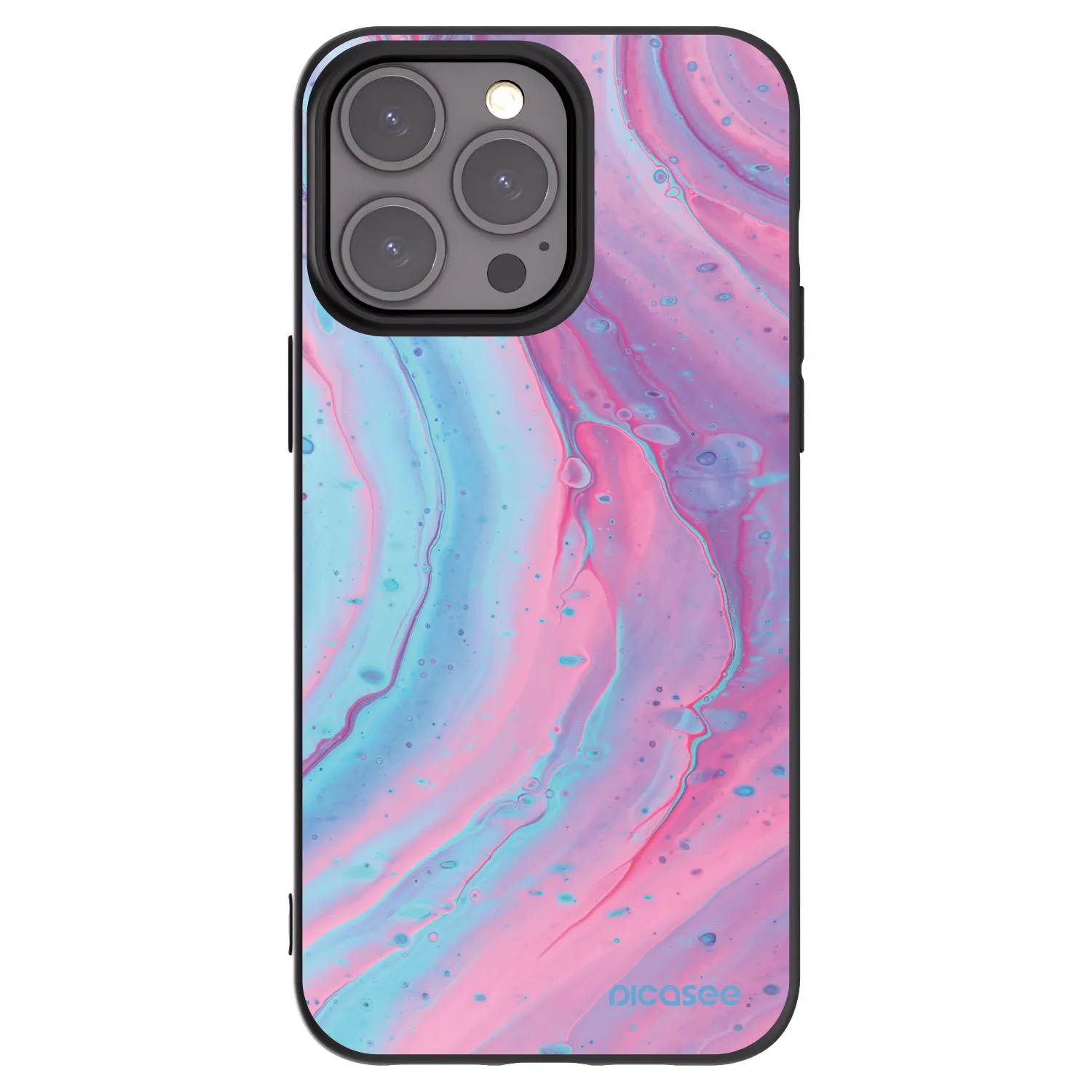 Silikónový čierny obal pre Apple iPhone 15 Pro Max - Pink liquid