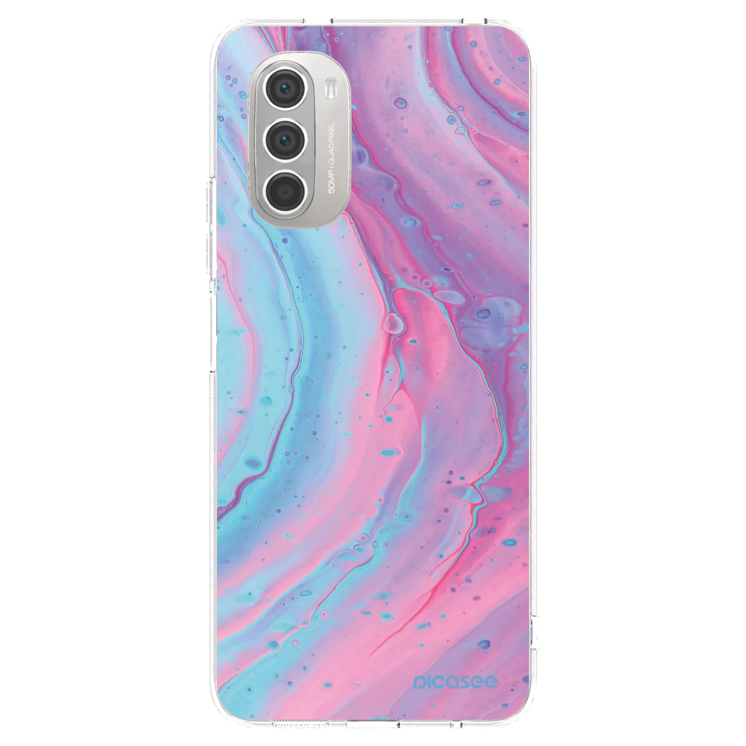 Picasee silikónový prehľadný obal pre Motorola Moto G51 - Pink liquid