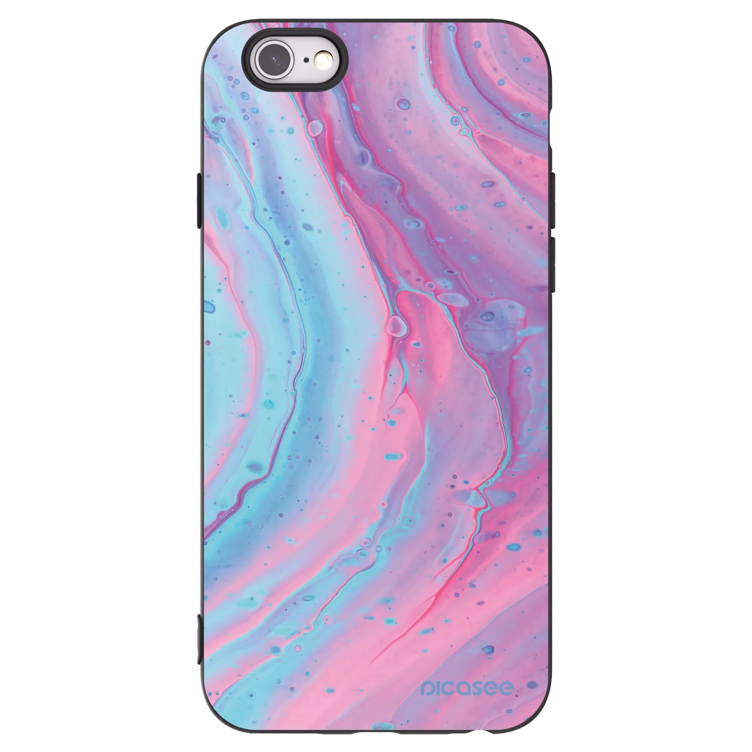 Picasee silikónový čierny obal pre Apple iPhone 6/6S - Pink liquid