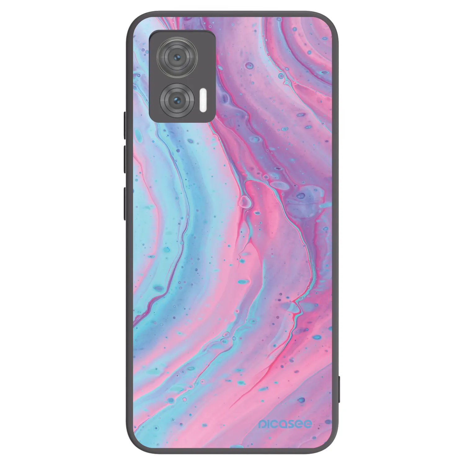 Picasee silikónový čierny obal pre Motorola Edge 30 Neo - Pink liquid