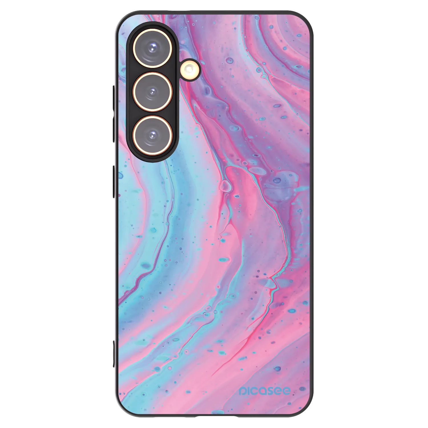 Picasee silikónový čierny obal pre Samsung Galaxy S24 S921B 5G - Pink liquid