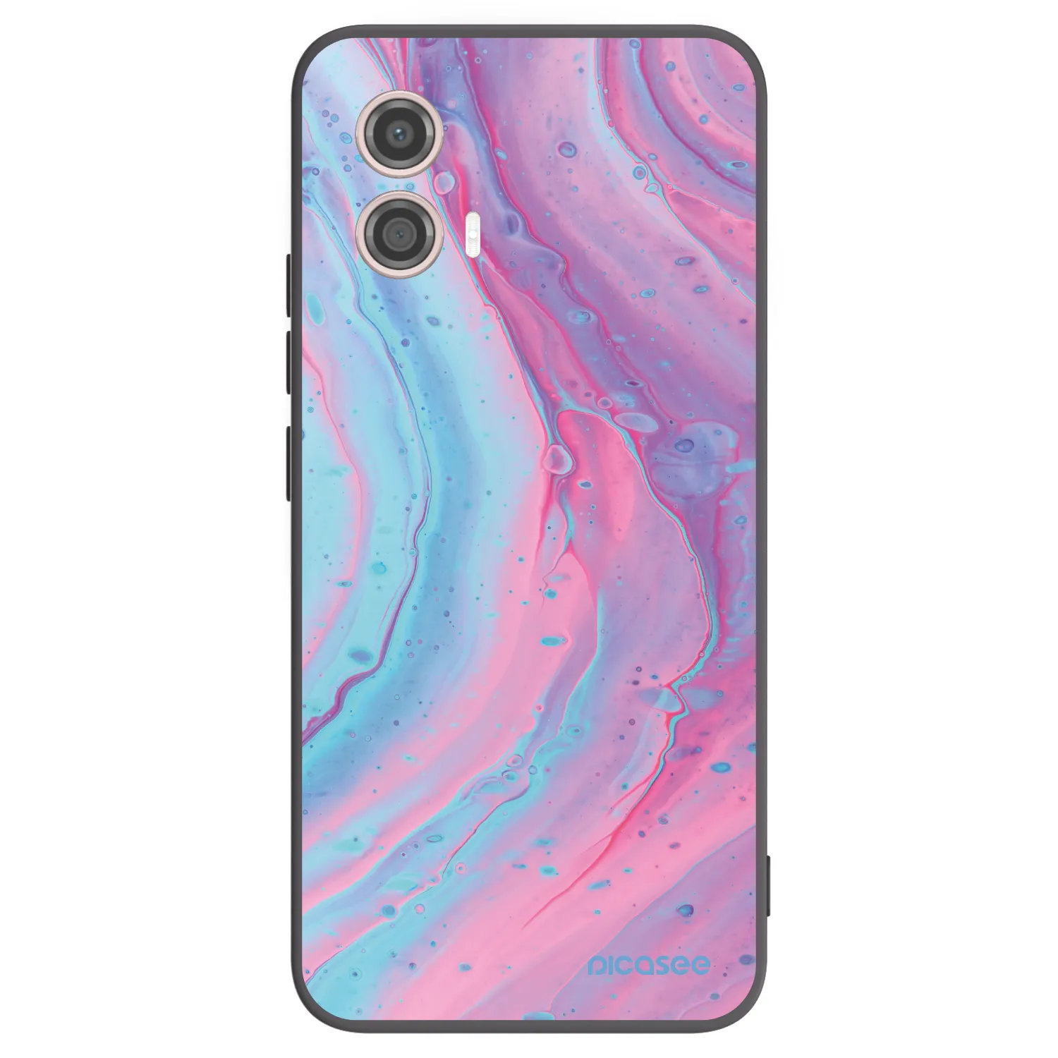 Picasee silikónový čierny obal pre Motorola Moto G53 5G - Pink liquid