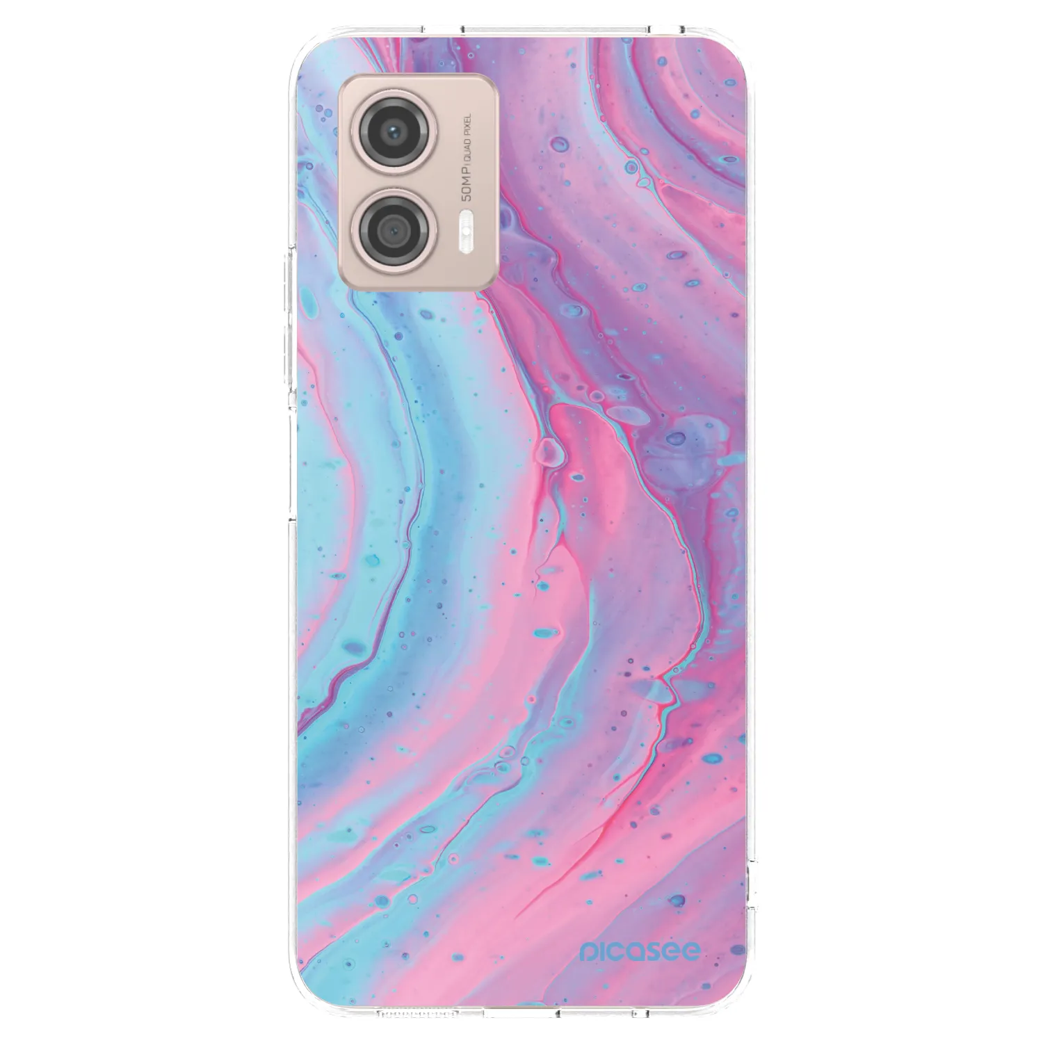 Picasee silikónový prehľadný obal pre Motorola Moto G53 5G - Pink liquid