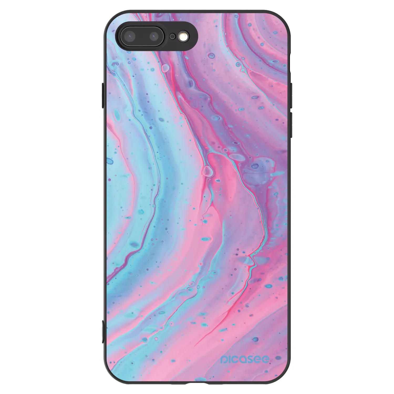 Picasee silikónový čierny obal pre Apple iPhone 7 Plus - Pink liquid