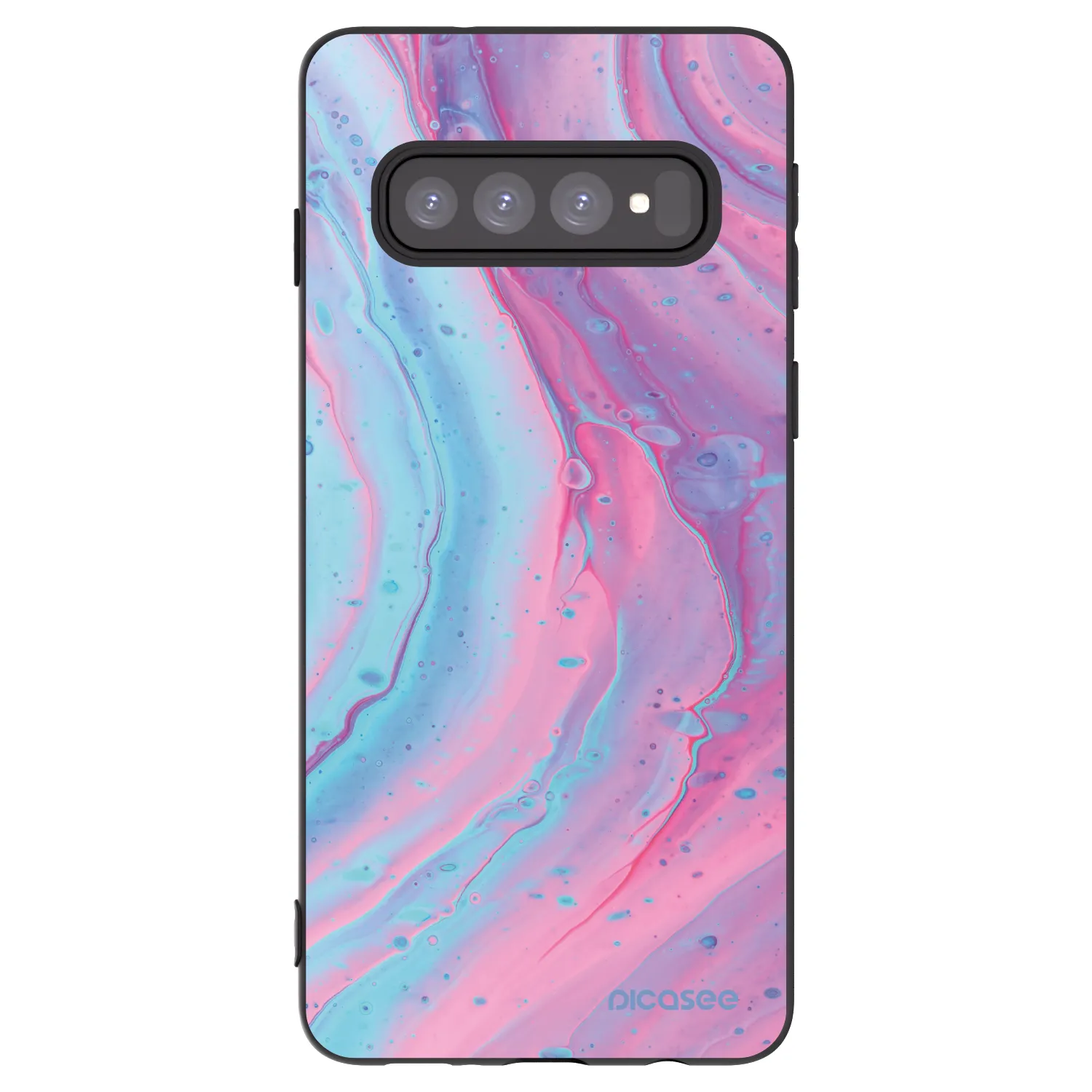 Picasee silikónový čierny obal pre Samsung Galaxy S10 G973 - Pink liquid