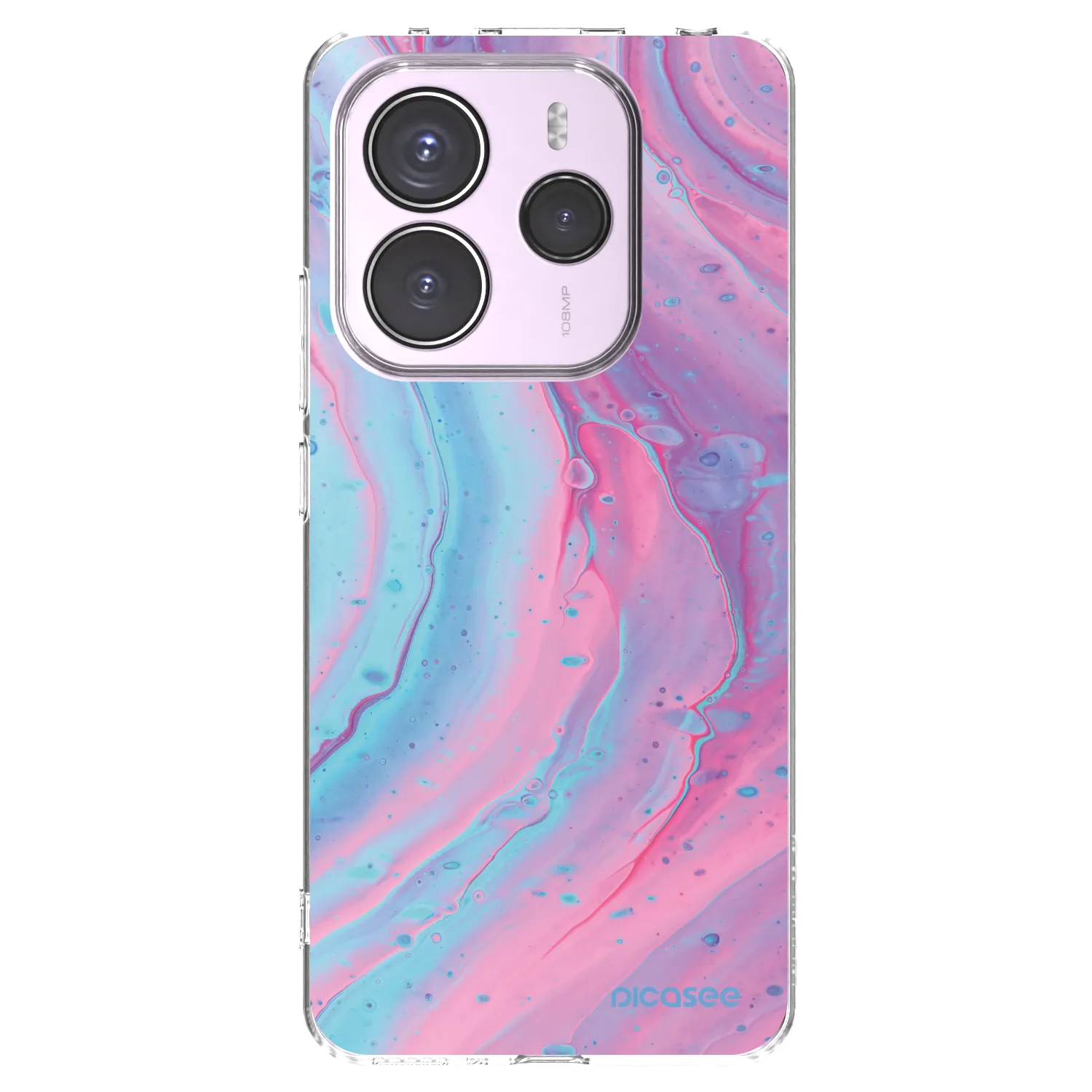 Silikónový prehľadný obal pre Xiaomi Redmi Note 14 5G - Pink liquid