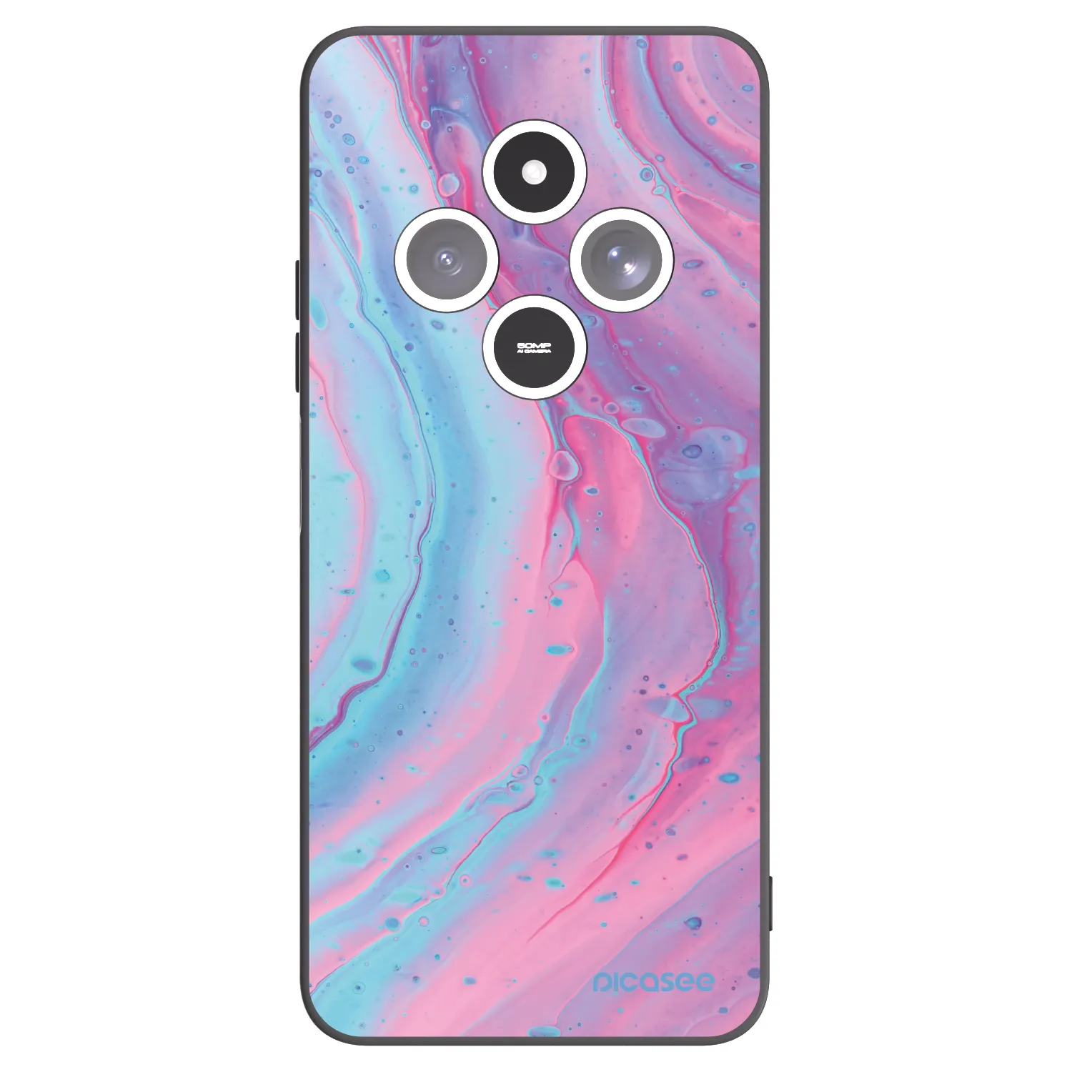 Picasee silikónový čierny obal pre Xiaomi Redmi 14C - Pink liquid