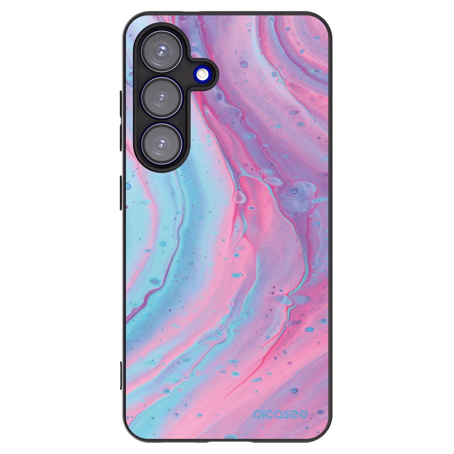 Picasee silikónový čierny obal pre Samsung Galaxy S25 5G - Pink liquid