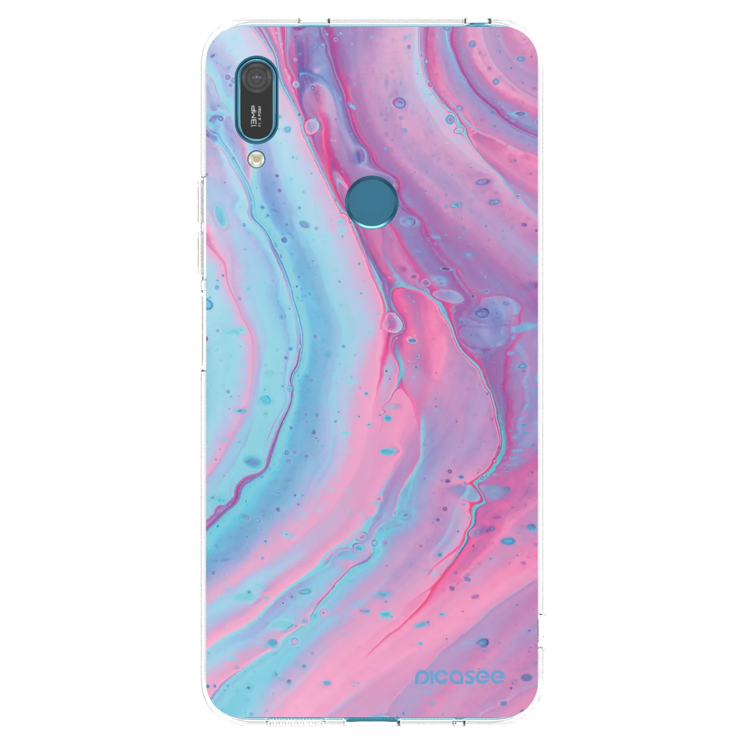 Silikónový prehľadný obal pre Huawei Y7 2019 - Pink liquid