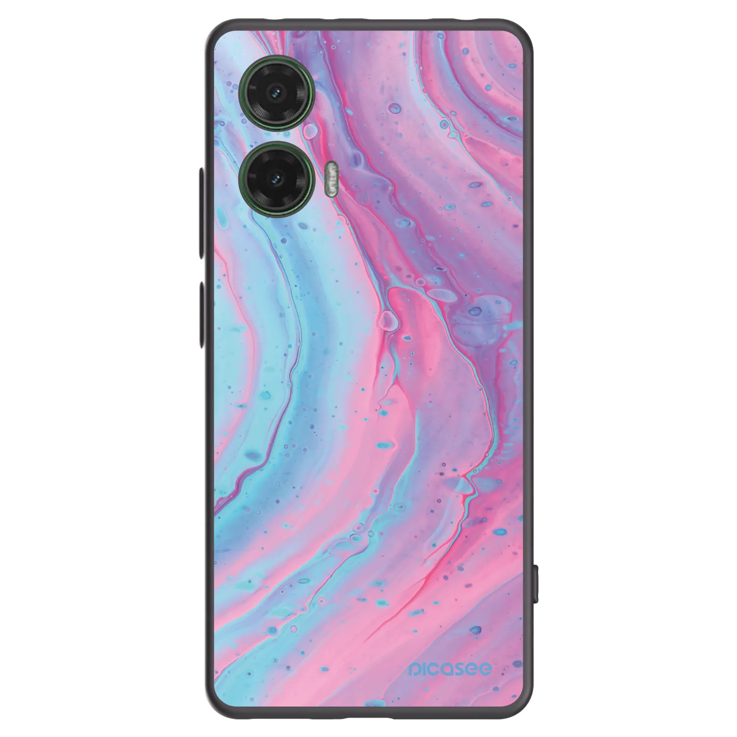 Picasee silikónový čierny obal pre Motorola Moto G35 5G - Pink liquid