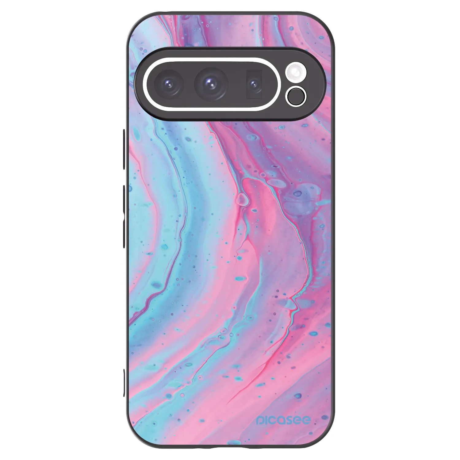 Picasee silikónový čierny obal pre Google Pixel 9 Pro - Pink liquid
