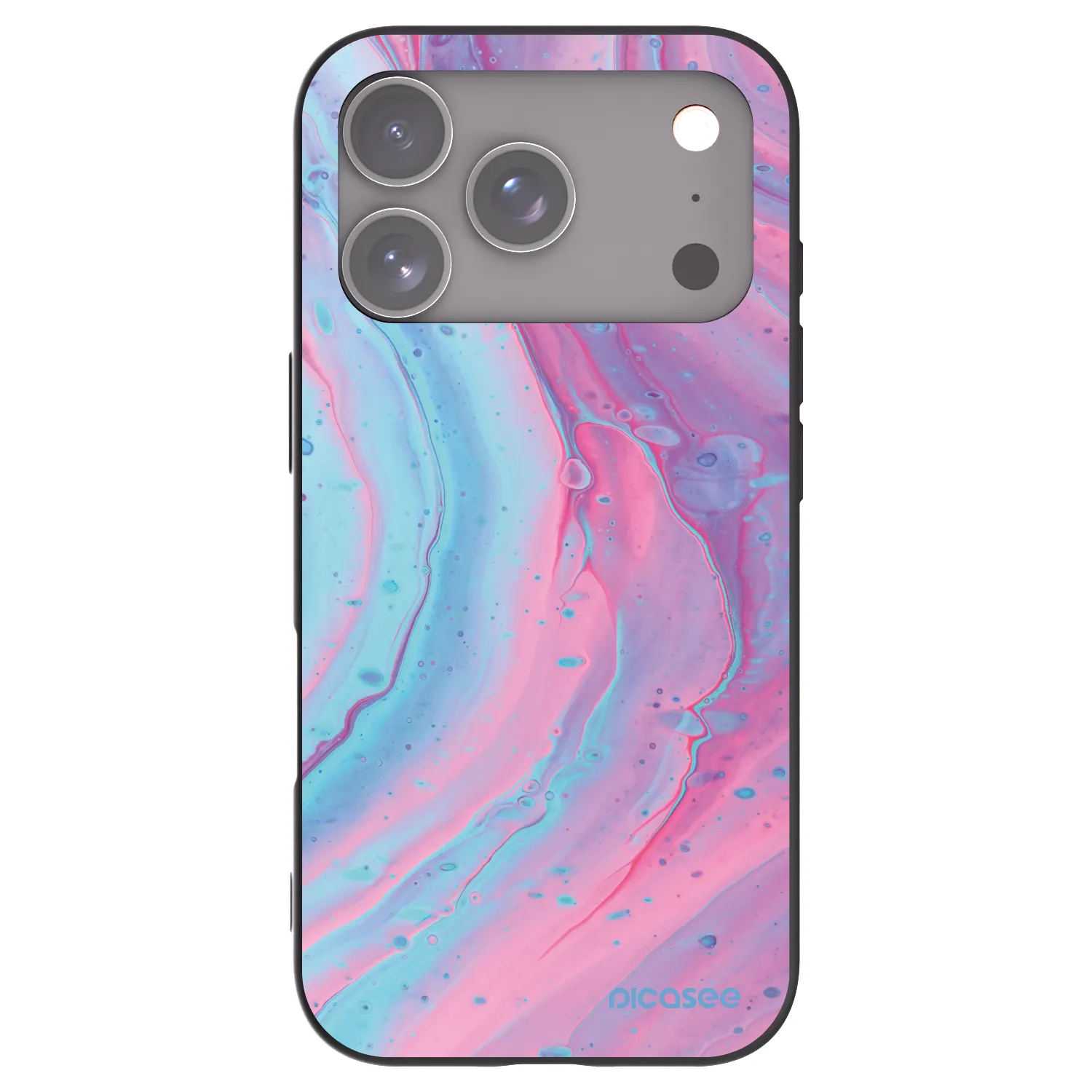 Silikónový čierny obal pre Apple iPhone 17 Pro - Pink liquid