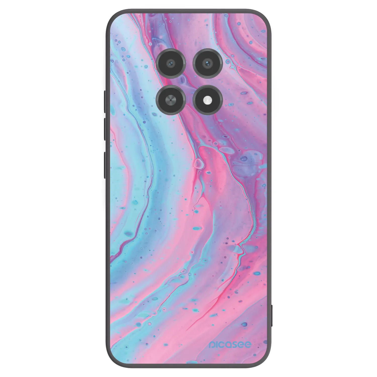 Picasee silikónový čierny obal pre Realme 12X - Pink liquid