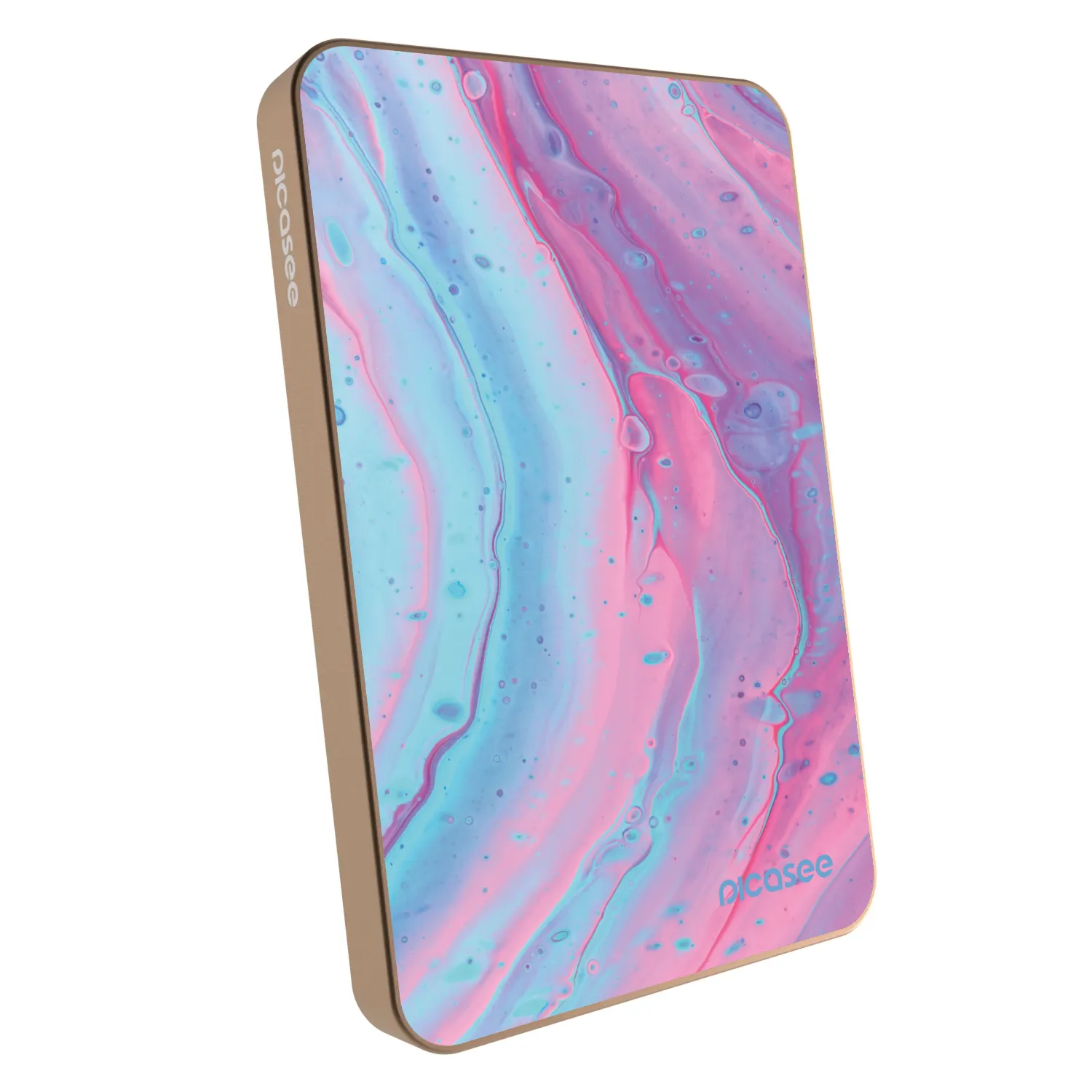 Picasee Powerbanka s MagSafe 5 000 mAh Zlatá - Pink liquid