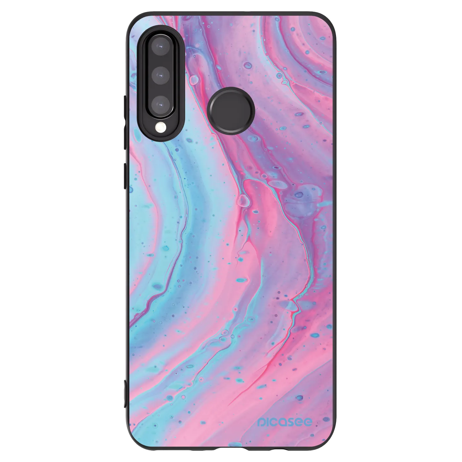 Picasee silikónový čierny obal pre Huawei P30 Lite - Pink liquid