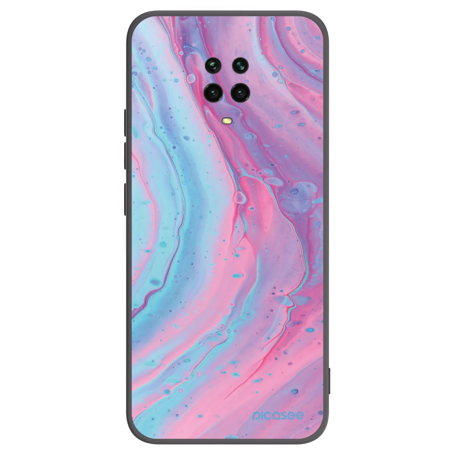 Picasee silikónový čierny obal pre Xiaomi Redmi Note 9 Pro - Pink liquid