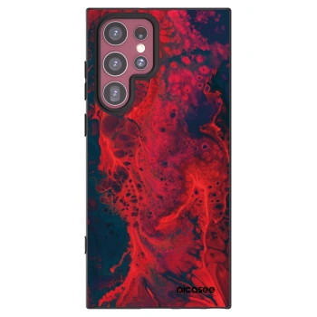 Picasee silikónový čierny obal pre Samsung Galaxy S22 Ultra 5G - Organic red