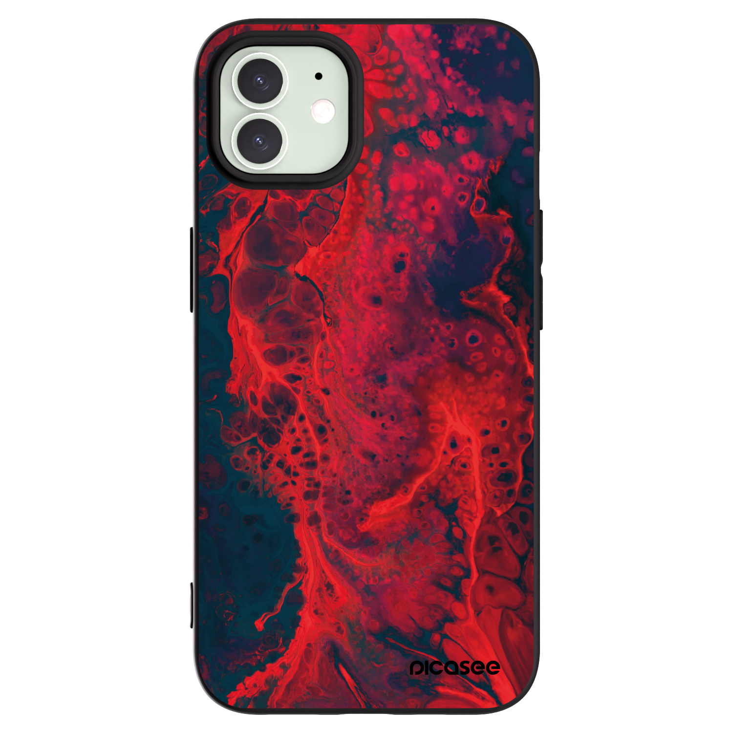 Silikónový čierny obal pre Apple iPhone 12 - Organic red