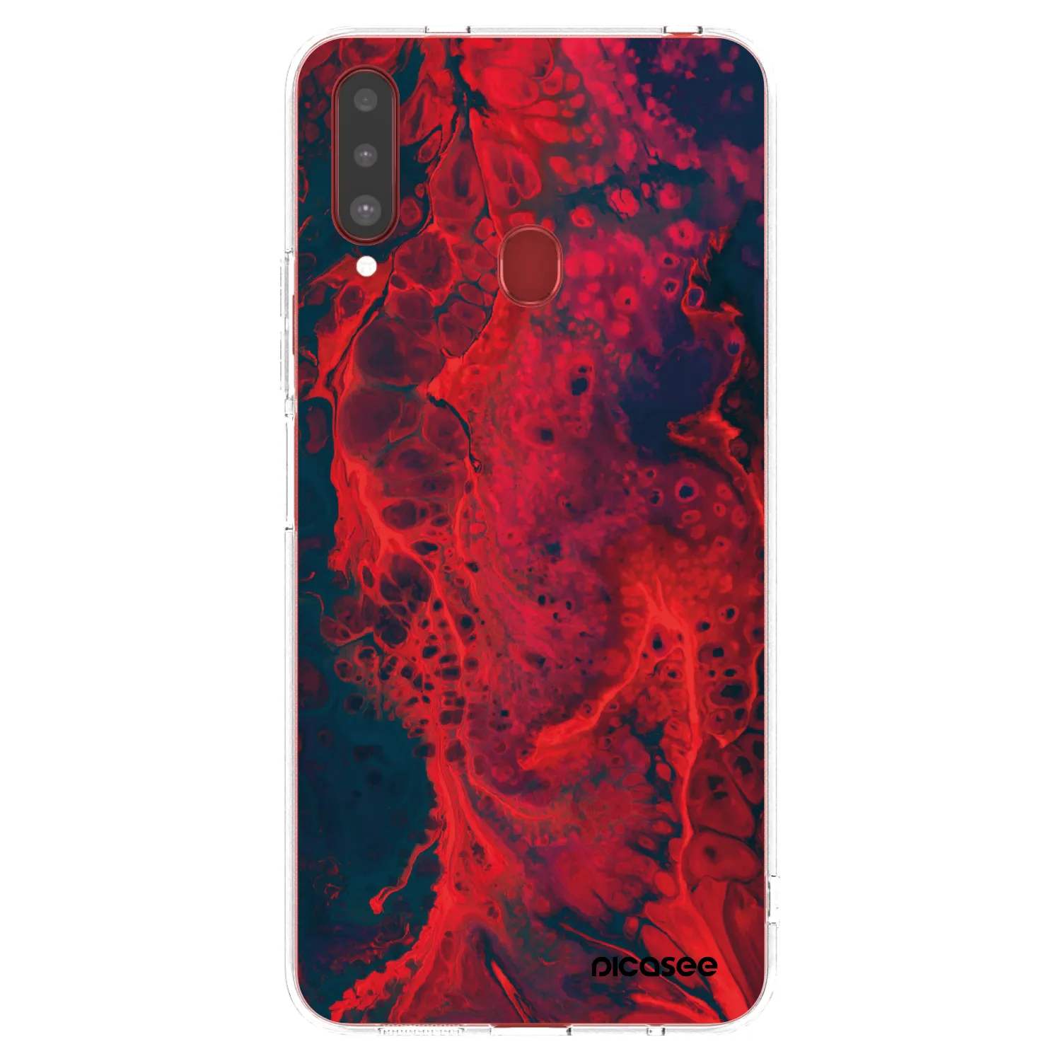 Picasee silikónový prehľadný obal pre Samsung Galaxy A20s - Organic red