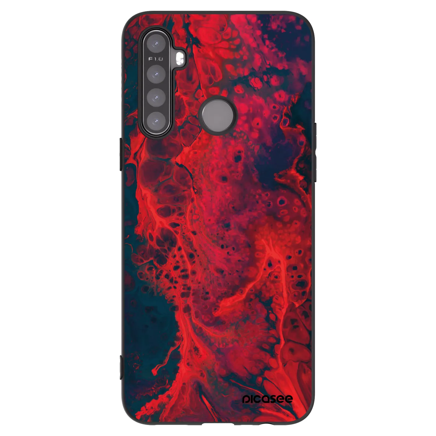 Picasee silikónový čierny obal pre Realme 5 - Organic red