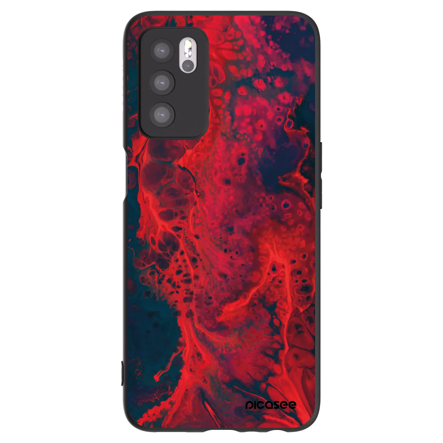 Picasee silikónový čierny obal pre OPPO A16s - Organic red