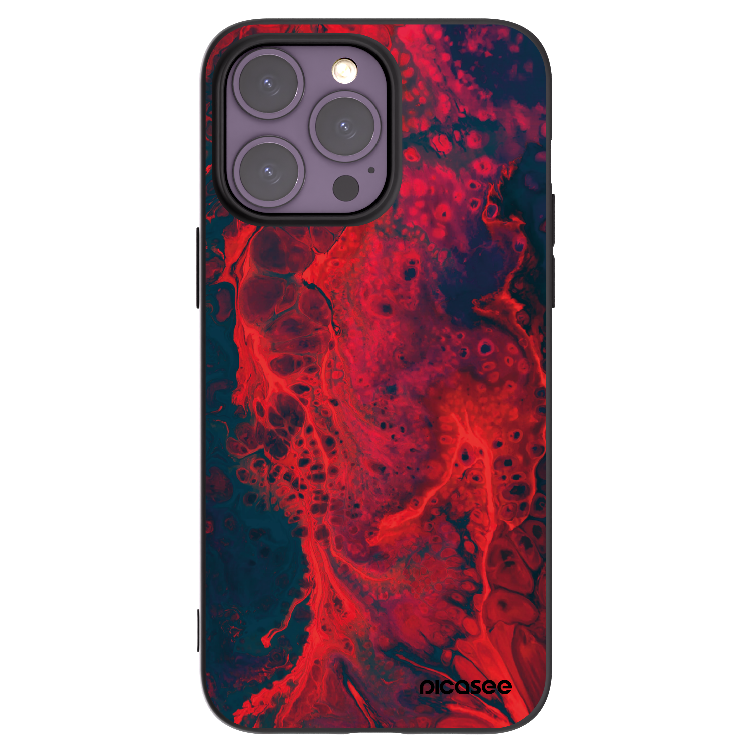 Picasee silikónový čierny obal pre Apple iPhone 14 Pro Max - Organic red