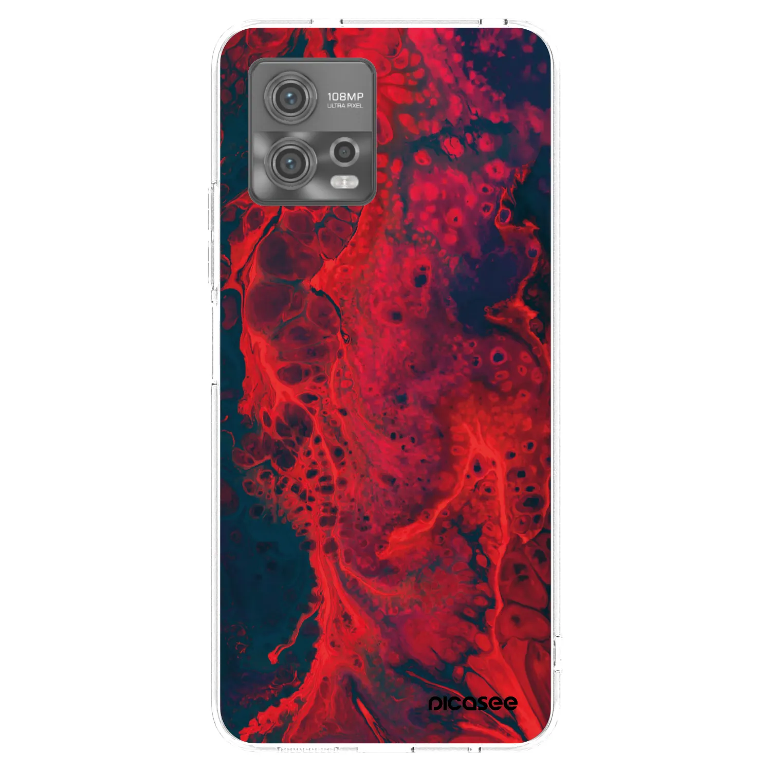 Picasee silikónový prehľadný obal pre Motorola Moto G72 - Organic red