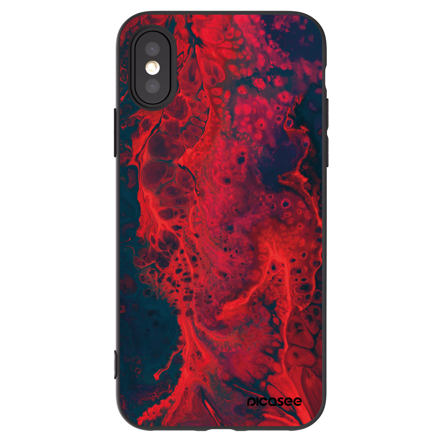 Silikónový čierny obal pre Apple iPhone X/XS - Organic red