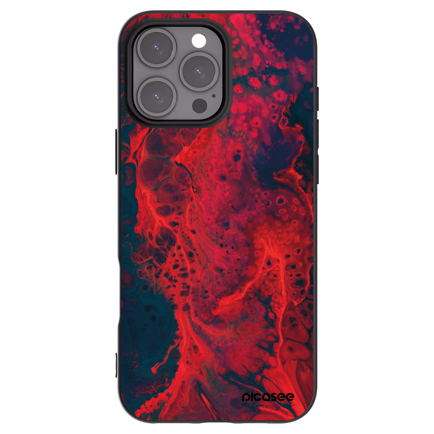 Silikónový čierny obal pre Apple iPhone 16 Pro Max - Organic red