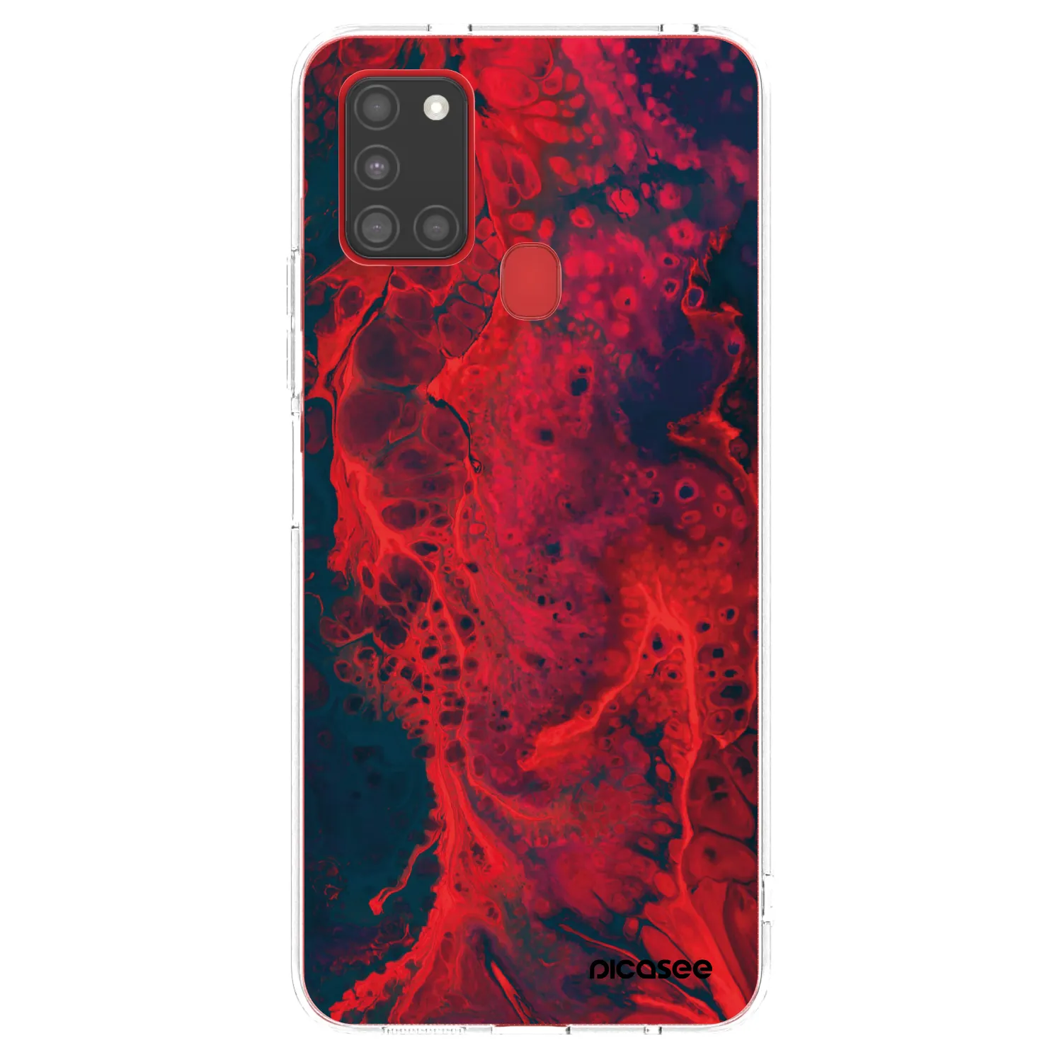 Picasee silikónový prehľadný obal pre Samsung Galaxy A21s - Organic red