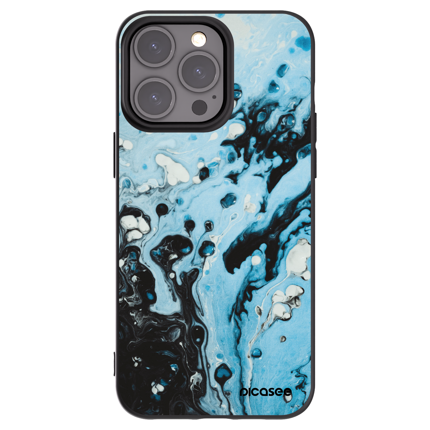 Picasee silikónový čierny obal pre Apple iPhone 15 Pro Max - Organic blue