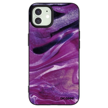Picasee silikónový čierny obal pre Apple iPhone 12 - Purple glitter