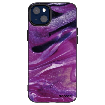 Picasee silikónový čierny obal pre Apple iPhone 14 Plus - Purple glitter